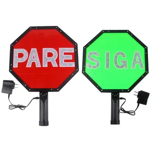 Rechargeable plastic LED SIGA flash stop paddle warning sign