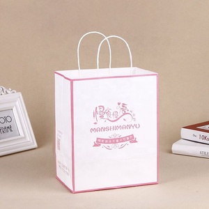 Proveedor de China tela de embalaje de compras de reciclar con mango barato bolsa de papel Kraft blanco - Product Image 1