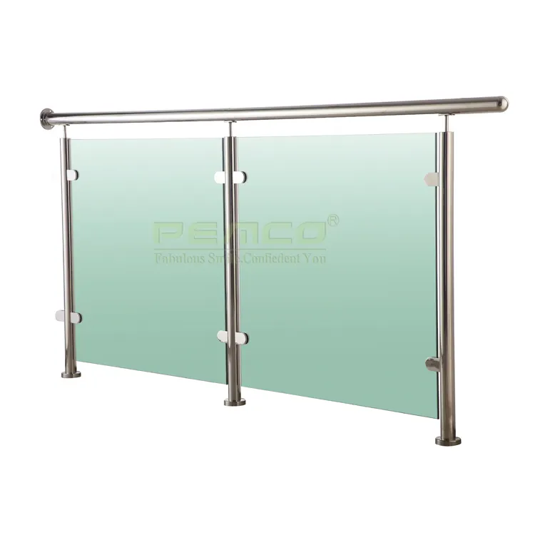 Barandilla de vidrio templado para balcón, barandilla de barandilla, Sistema de barandilla de vidrio de acero inoxidable, gran oferta