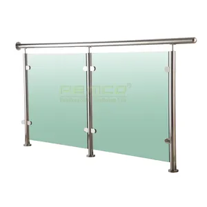 Hot Selling Gehard Glas Balkon Reling Dek Balustrade Leuning Reling Rvs Glas Reling Systeem