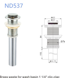 ND537 Brass Glass Basin Drainer Tailpiece 1-1/2&quot;<strong>pop</strong> <strong>up</strong> Waste <strong>Without</strong> <strong>Overflow</strong> Clic Clac