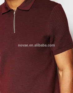 China fabricante hombres polos ropa algodón Pima Polo ningún botón camisa de Polo con cierre de cremallera - Product Image 4