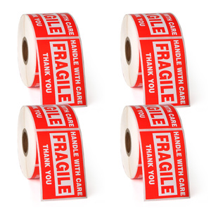 Étiquette fragile de haute qualité soins adhésifs permanents avertissement fragile emballage rouleaux d'étiquettes d'expédition pour la logistique de vente au détail - Product Image 1