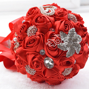 ZERO <span class=keywords><strong>Bouquet</strong></span> da Sposa Artigianale per Damigelle, Altezza 31cm, Fiori di Seta Blu per Matrimoni - Product Image 5