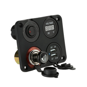 12 v-24 v 4 lubang panel 4x4 berkemah caravan 2 x USB pengisi daya LED Voltmeter - Product Image 1