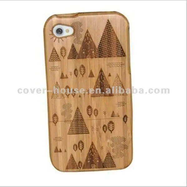 Bamboo cell phone case for iPhone 4 4S, can laser your design