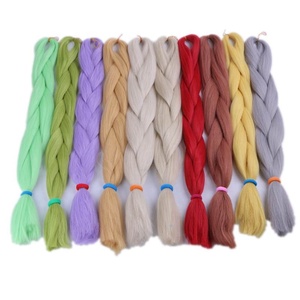24 "60cm gấp 80gram (1001-t2404) henlon nhiệt độ cao Bubblegum hồng xanh Jumbo Braid 100 tổng hợp bện tóc - Product Image 5