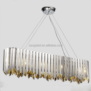 Oro moderno Acero inoxidable + Hierro lámpara Grande <span class=keywords><strong>Hotel</strong></span> iluminación colgante tira larga araña de cromo - Product Image 1