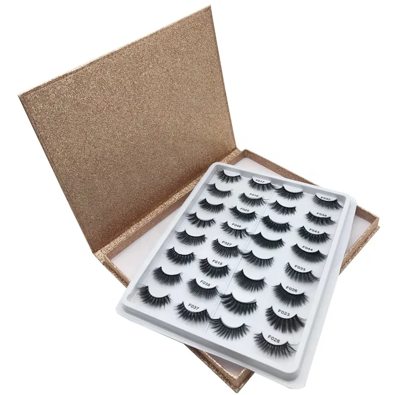 Ready To Ship Multi Pack Lash Box Synthetic Faux Mink Eyelashes 16 Pairs Lash Book