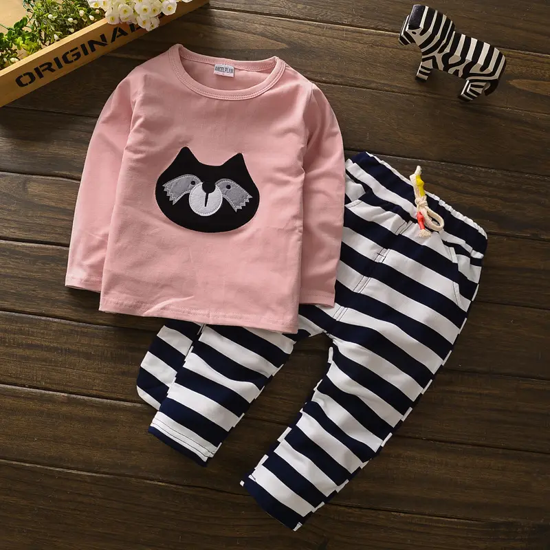 Children Autumn Wear Stripe Pants Trousers And Shirt Set For Ningbo Apparel