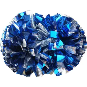 Different color two heads hand held cheerleading pom poms metallic