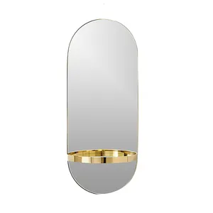 RIANHOU capplet 椭圆形镜子与架子金壁挂式金属框架镜子装饰的客厅或浴室