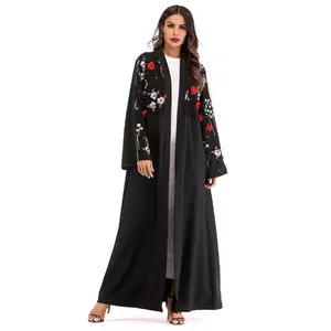 Abaya Dubai Kaftan ชุดเดรสอาหรับอิสลามสำหรับผู้หญิง,ชุดเดรสคาดิแกนกิโมโนมุสลิมลายดอกไม้ยาวเสื้อผ้าอิสลามจาก Elbise Mubarak สไตล์ตุรกีปี Y10372