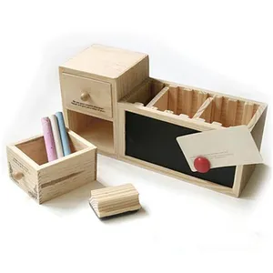 Bamboo Desk Organizer - Bamboo Desk Drawer Tabletop Storage Organization Box for Office Home Toiletries Supplies