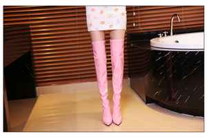 2017 Desain Baru <span class=keywords><strong>Alibaba</strong></span> Pink Wanita Italia Seksi Sepatu Stiletto Heels Atas Lutut Custom Made Paha 12 cm - Product Image 6