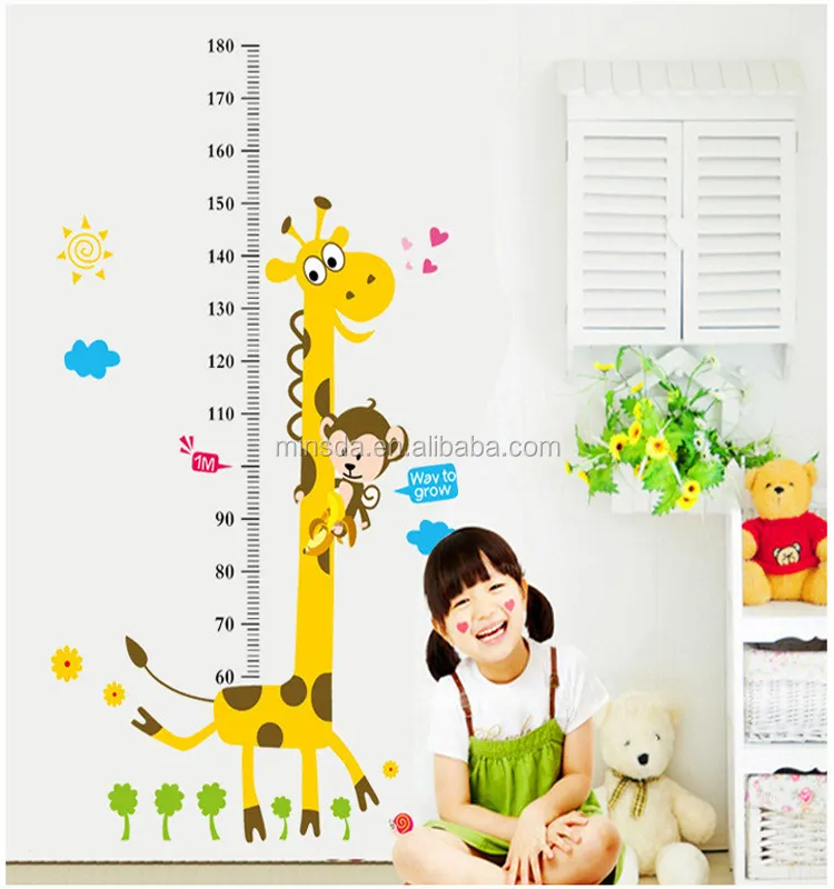 Kids Height Chart Wall Sticker home Decor Cartoon Giraffe Height Ruler Home Decoration room Decals Wall Art Sticker wallpaper