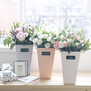Nouveau sac <span class=keywords><strong>en</strong></span> papier personnalisé, vase à fleurs plat et pliable, emballage de fleurs, boîtes cadeaux, vase à fleurs - Product Image 4