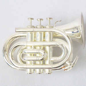 Trompette de poche plaquée argent plate B avec corps en laiton OEM de haut niveau Trompette de poche Carol Trompette de poche en laiton - Product Image 2