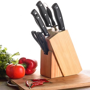 Facas de chef culinárias, alta resistência, 7 peças, conjunto de facas de chef com bloco de madeira, facas profissionais