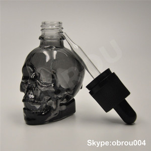 30Ml Đen Lỏng <span class=keywords><strong>Skull</strong></span> Chai Thủy Tinh Tinh Dầu Nhỏ Giọt Chai - Product Image 3