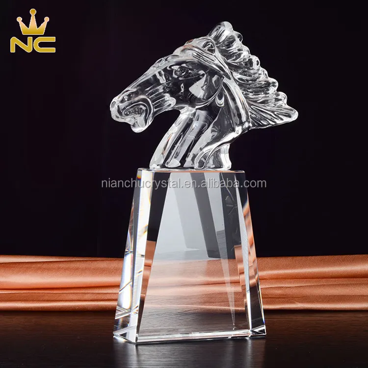 Hohe Qualität Kristall Pferd Kopf Award Für Teamgeist Trophäe Figuren