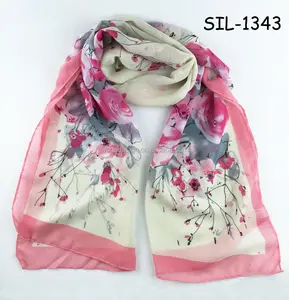 2016 Top selling hot Japan design wholesale lady voile chiffon fabric polyester wrap spring print floral rose scarf
