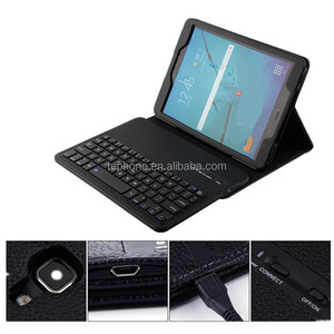 9.7 Inch Dây <span class=keywords><strong>Bluetooth</strong></span> <span class=keywords><strong>Keyboard</strong></span> Với PU Leather Folio Trường Hợp Che Đối Với Samsung Tab <span class=keywords><strong>S3</strong></span> T820 - Product Image 2