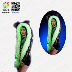 หมวกฮู้ดผ้าพันคอมีไฟ LED หมาป่า,หมวกฮู้ดหมวกสัตว์ - Product Image 4