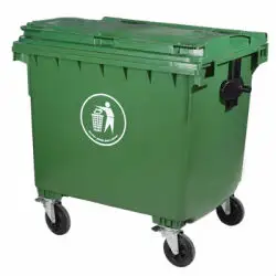 660 litro bidone della spazzatura con 4 grandi ruote e copertura per esterno di plastica bidone della spazzatura