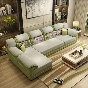 Living Room Sofa set Home Furniture modern linen hemp velvet fabric sectional sofas