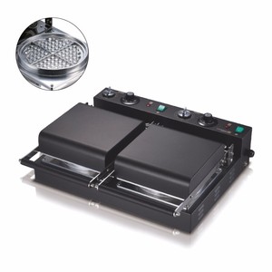 เครื่องทำวาฟเฟิลเบลเยียมและลีเจียแบบมินิไฟฟ้าเชิงพาณิชย์ พร้อมเทอร์โมสตัทปรับได้ สแตนเลสสีดำ สำหรับใช้ในครัวเรือน - Product Image 6