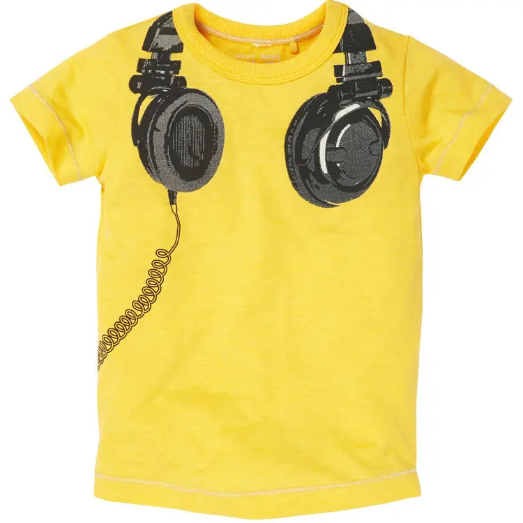 Mais recente fone de ouvido padrão desenho meninos camiseta barata verão crianças t shirt