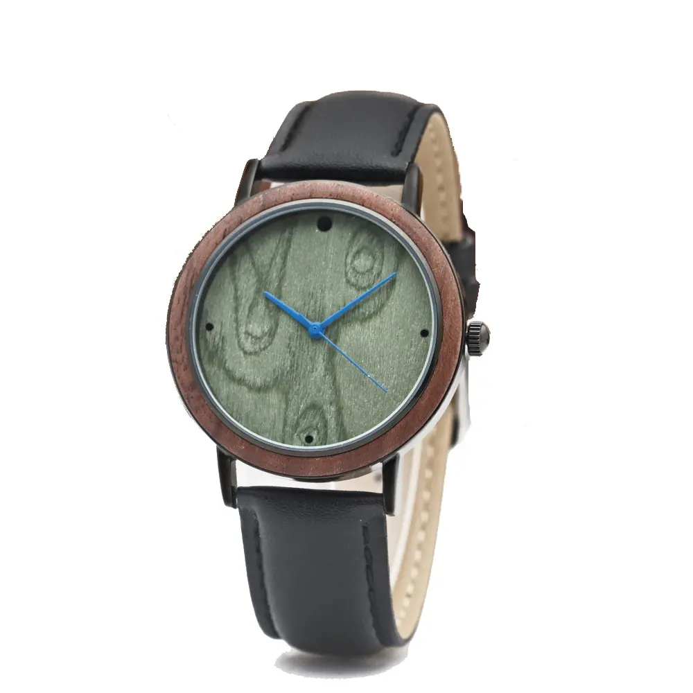 Green dial ladies watches brands luxury black leather strap quartz jam tangan polos