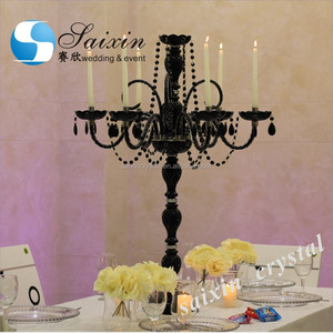 ZT-180 Wholesale Wedding Centerpiece Crystal <strong>Black</strong> <strong>Candelabra</strong> - Product Image 2