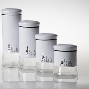 Barattoli <span class=keywords><strong>e</strong></span> Bottiglie in Vetro <span class=keywords><strong>per</strong></span> Conservazione Alimenti con Rivestimento in Acciaio Inox <span class=keywords><strong>per</strong></span> Tè, Caffè <span class=keywords><strong>e</strong></span> <span class=keywords><strong>Zucchero</strong></span>, <span class=keywords><strong>Contenitori</strong></span> da Cucina con Coperchio a Vite Sigillante - Product Image 5