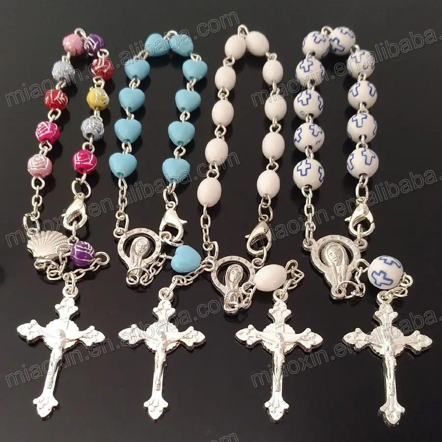 Fabricante de China, brazaletes hechos a mano de moda, joyería, brazalete de perlas, Rosario religioso católico