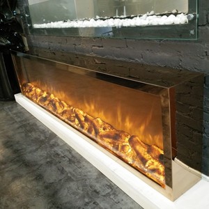 Ouro Luxo Lareira Elétrica 2000 mm Inserir Controle Remoto LED Aquecido Aço Inoxidável Decoração Casa Uso Indoor US