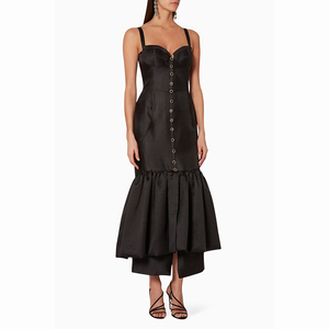 Wholesale <strong>ladies</strong> fashion summer sling ruffled <strong>night</strong> <strong>dress</strong> black maxi <strong>dress</strong> - Product Image 1