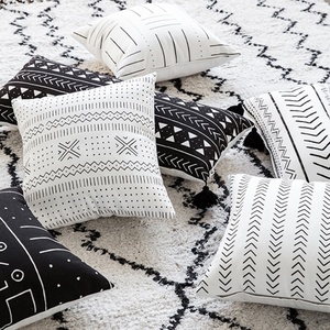 Pofpom pom — housse de coussin africaine en tissu soyeux, lot de 5, taie d'oreiller décorative, en coton <span class=keywords><strong>blanc</strong></span>, imprimé <span class=keywords><strong>avec</strong></span> <span class=keywords><strong>pompons</strong></span>, perles, 18x18 - Product Image 5