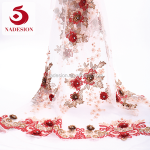 2018 chino bordado tulle tela del cordón del melocotón/tela del cordón de tulle multi <span class=keywords><strong>color</strong></span> bordado Diseño - Product Image 5