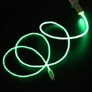 Kabel USB LED 4 Mode, Pengisi Daya Kabel Data dengan Lampu Spiral untuk Tablet Ponsel Pintar