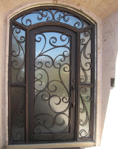 Cong Rèn Đuôi Sắt Và Ánh Sáng Bên Cạnh Cửa Phía Trước Entry Wrought Sắt Cửa - Product Image 4