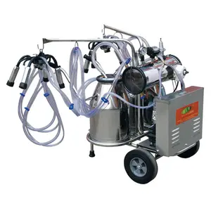 portable rotary vane vacuum pump & motor type milker sucking machine for goat & sheep with 2 buckets