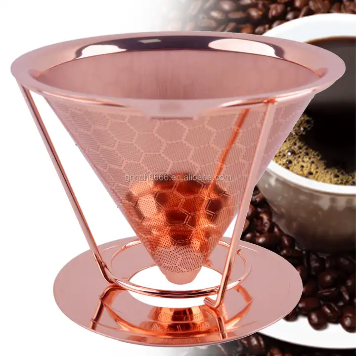 Reusable Pour Over Coffee Filter for Chemex and Hario V60 (Copper