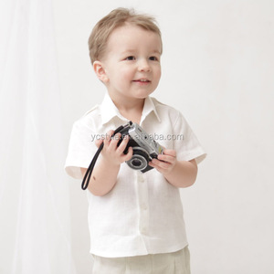 Chemises en <span class=keywords><strong>lin</strong></span> de haute qualité pour garçons en bas âge, style boutique, manches courtes, col en V - Collection Printemps-Été Normcore/Minimaliste - Product Image 5