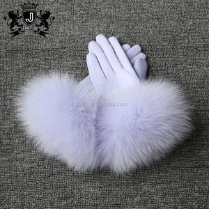 असली लेदर दस्ताने नई आगमन असली चर्मपत्र फर दस्ताने महिलाओं के फैशन शैली फॉक्स फर दस्ताने - Product Image 4