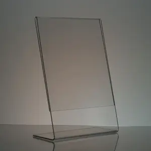 Vertical Clear Plastic L Shape Slanted Acrylic Sign Holder 8.5x11