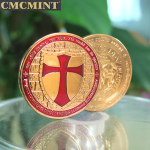 Personalizzato 1 oz 999 Fine rame massonico cavaliere templare croce rotonda moneta per il commercio all'ingrosso B18