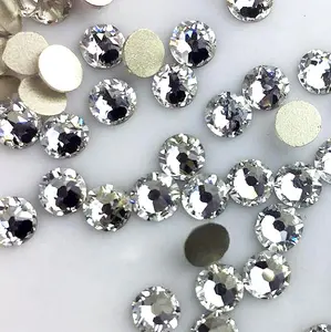 SS20 kristal temizle düz geri hiçbir düzeltme gümüş folyolu geri rhinestone elbise için