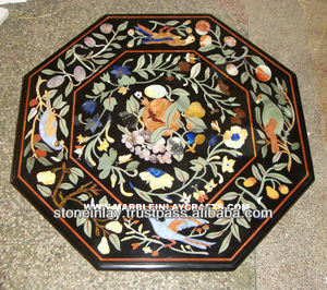 Dessus de pierre de Table à incrustation de marbre - Product Image 1